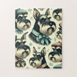 Vintage-Schnauzer nahtlose Illustration Puzzle