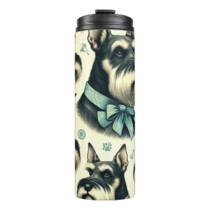 Vintage-Schnauzer-Nahtlose Illustration Thermosbecher