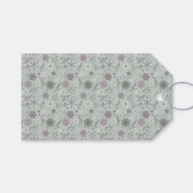 Vintage Schnee Geschenkanhänger (Vorderseite (Horizontal))
