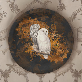 Vintage Schneeaugen auf Orange Damask Halloween Pappteller