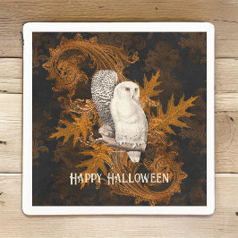 Vintage Schneeaugen auf Orange Damask Halloween Serviette