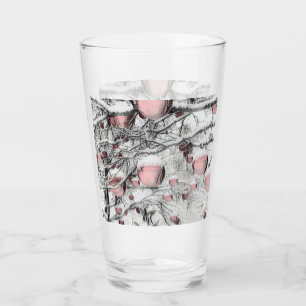 Vintage Schneebäume mit Ornamente Zeichnung Glas