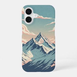 Vintage schneebedeckte Gipfel iPhone 16 Hülle