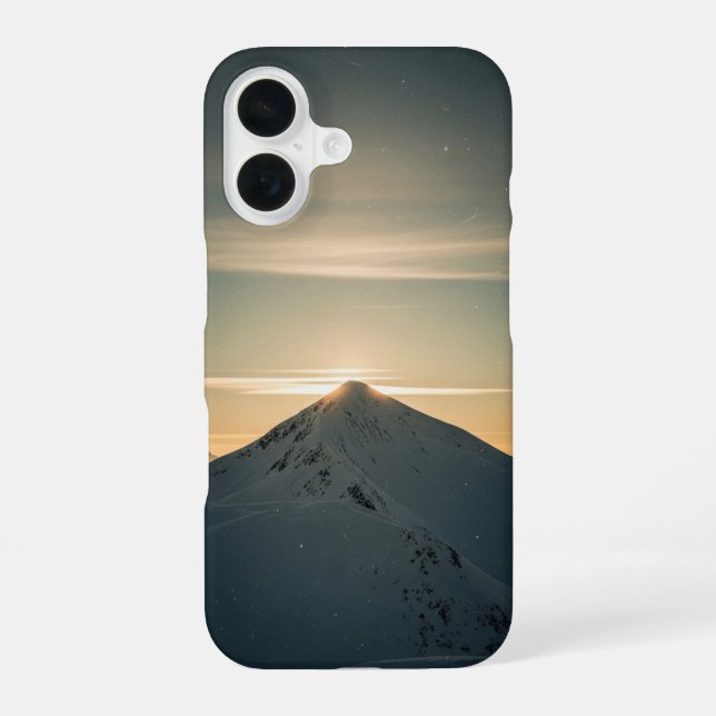 Vintage Schneebedeckter Berggipfel iPhone 16 Hülle (Rückseite)