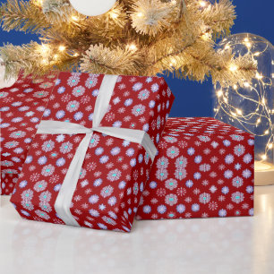 Vintage-Schneeflocken auf Rot Geschenkpapier