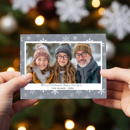 Vintage Schneeflocken Foto Ferienkarte Feiertagskarte