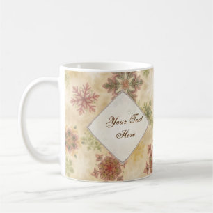 Vintage Schneeflocken im Retro-Stil mit anpassbare Tasse