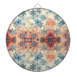 Vintage-Schneeflocken-Muster - Dartboard Dartscheibe