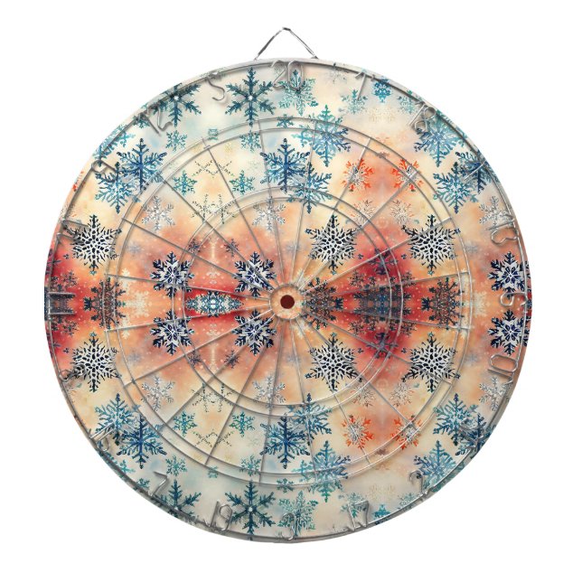 Vintage-Schneeflocken-Muster - Dartboard Dartscheibe (vorne)