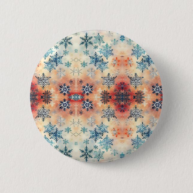 Vintage-Schneeflocken-Muster - Knopf Button (Vorderseite)