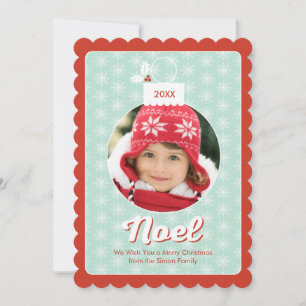 Vintage-Schneeflocken-Noel-Weihnachts-Fotokarte Feiertagskarte