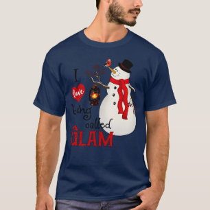 Vintage-Schneeflocken-Schneemann Ich liebe es, Gla T-Shirt