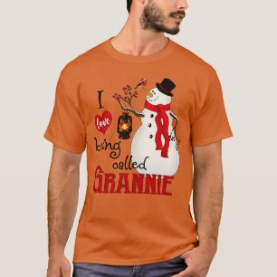 Vintage-Schneeflocken-Schneemann Ich liebe es, Gra T-Shirt