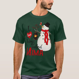 Vintage-Schneeflocken-Schneemann Ich liebe es, Mim T-Shirt