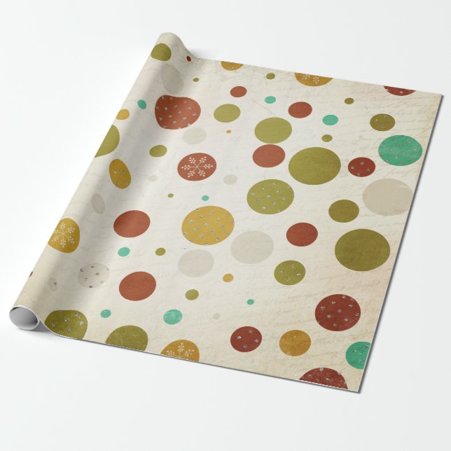 Vintage Schneeflocken und Polka Dots Umschlagpapie Geschenkpapier (Ungerollt)