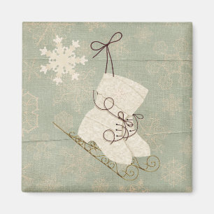 Vintage Schneeflockeneis-Skate niedlich rustikale  Magnet