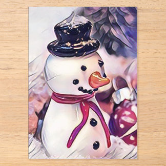 Vintage Schneemann im Schnee Zeichnung Acryleinladungen