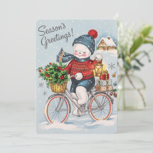 Vintage-Schneemann-Laterne-Cosy-Winterkarte Dankeskarte