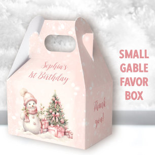 Vintage-Schneemann-Mädchen Rosa Weihnachten 1. Geb Geschenkschachtel