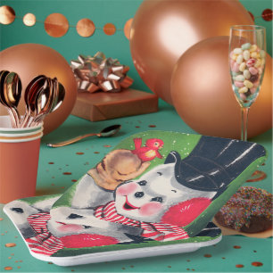 Vintage Schneemann Retro Weihnachtsfeier Teller
