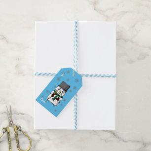 Vintage-Schneemann-Schneeflocken-Weihnachts-Gesche Geschenkanhänger