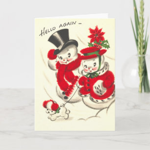 Vintage Schneemann- und Schneemannkarte Feiertagskarte