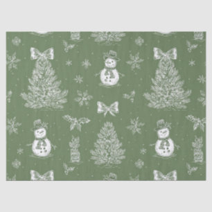 Vintage Schneemann Weihnachten Toile Salbeigrün We Seidenpapier