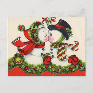 Vintage Schneemann Weihnachtspostkarte Feiertagspostkarte