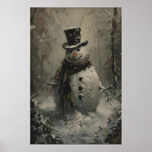 Vintage-Schneemann-Winterkunst Schneebedeckter Wal Poster