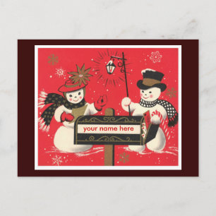 Vintage-Schneemänner Postkarte