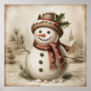 Vintage-Schneemannposter Poster