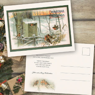 Vintage Schneerobben mit Weihnachtsgrüße Postkarte