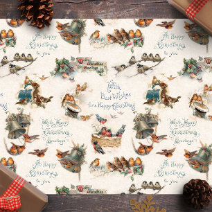 Vintage Schneevögel und Weihnachtsgrüße Seidenpapier