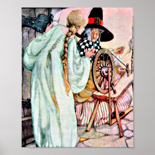 Vintage Schneewittchenbriar-Rosen-Illustration Poster