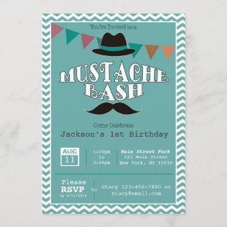 Vintage Schnurrbart-Schlag-Geburtstags-Party Einladung