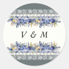 Vintage Schnürstifte und Perlen Runder Aufkleber