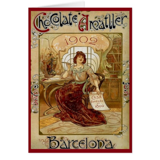 Vintage Schokoladen-Anzeige-Karte (Vorne)