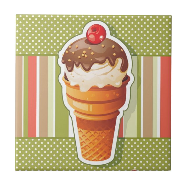 Vintage SchokoladenEiscreme Fliese (Vorderseite)