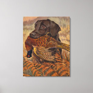 Vintage Schokoladenjagd Labrador Leinwanddruck