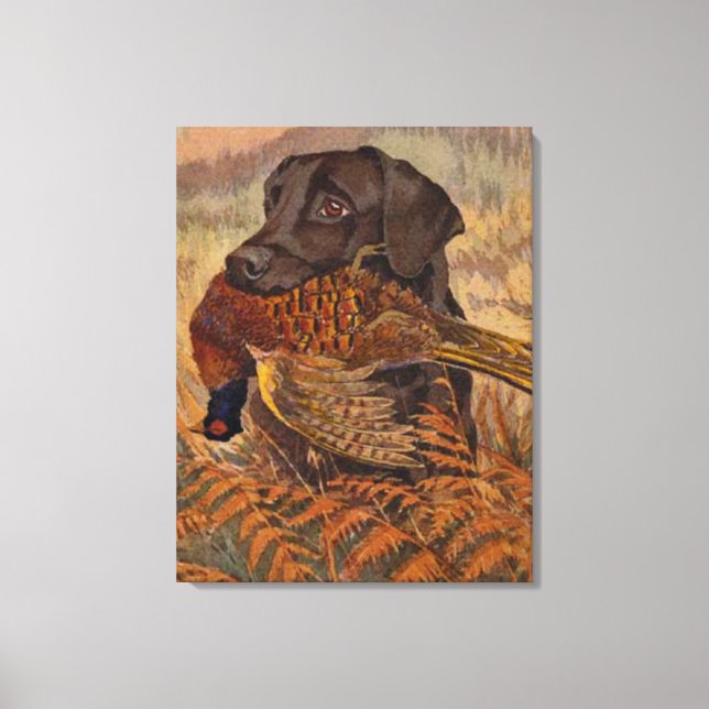Vintage Schokoladenjagd Labrador Leinwanddruck (Vorderseite)