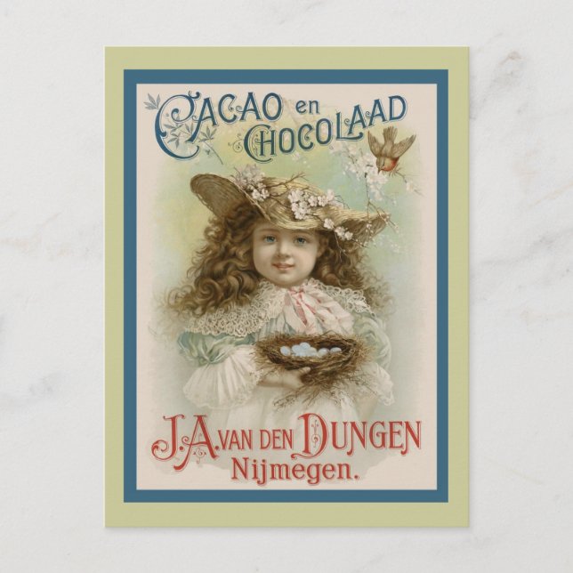 Vintage Schokoladenwerbung Postkarte (Vorderseite)