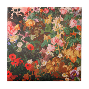 Vintage schöne bunte Blumen Blumenmalerei Fliese