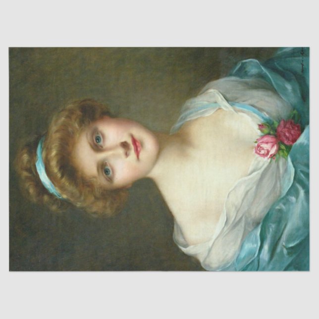 Vintage schöne Dame Green Dress Decoupage Seidenpapier (Vorderseite)