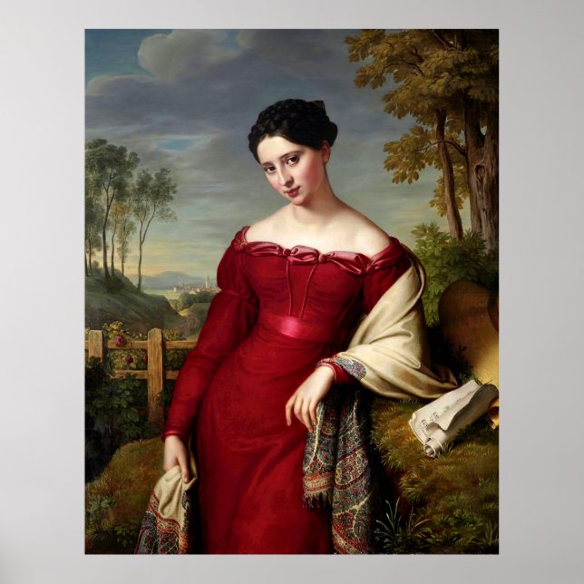 Vintage schöne Dame in Rot Poster (Vorne)