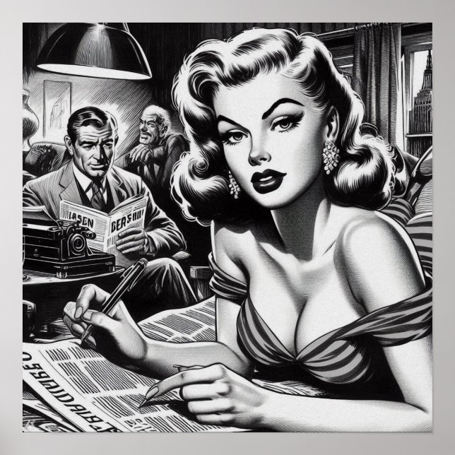 Vintage schöne FrauenIllustration Poster (Vorne)