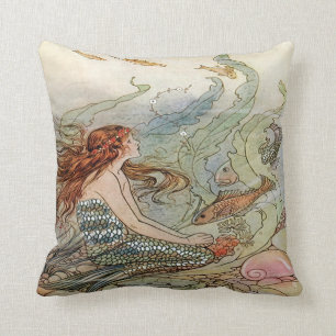 Vintage schöne Girly Meerjungfrau unter dem Meer Kissen