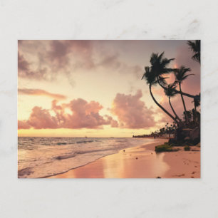 Vintage schöne Insel-Strand-Sonnenuntergangspostka Feiertagspostkarte