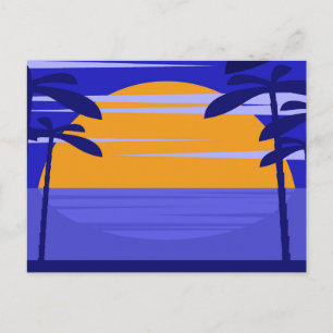 Vintage schöne Insel-Strand-Sonnenuntergangspostka Feiertagspostkarte