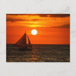 Vintage schöne Insel-Strand-Sonnenuntergangspostka Feiertagspostkarte