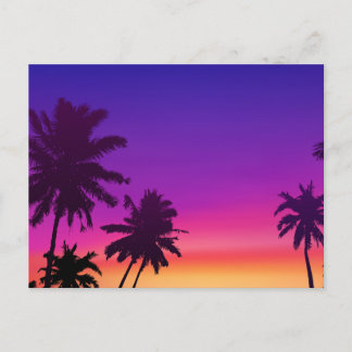 Vintage schöne Insel-Strand-Sonnenuntergangspostka Feiertagspostkarte